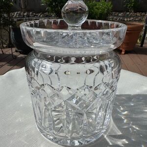 Waterford Lismore Crystal Biscuit Jar w Lid Heavy Cut Glass Cookie Candy Jar